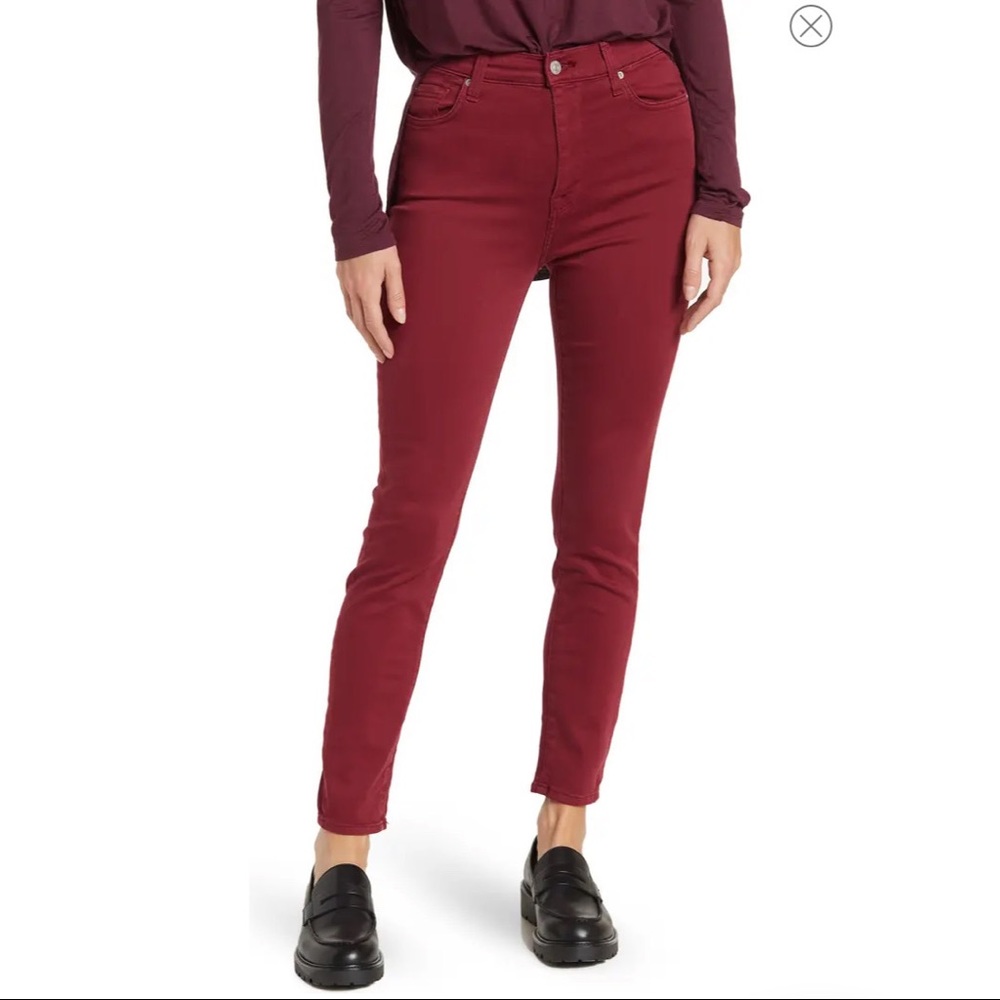 7 For All Mankind High Waist Ankle Skinny Jeans Merlot Women’s Size 26 NWT